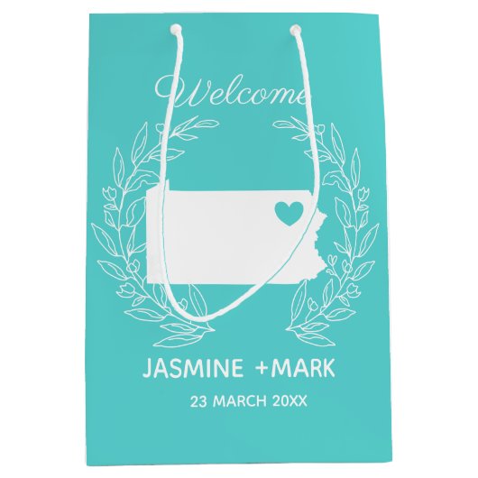 ペンシルバニア結婚式の引き出物カスタムへようこそ ミディアムペーパーバッグ (正面)