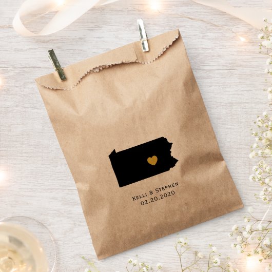 ペンシルバニア結婚式の引き出物トリートサックス、抱き枕 フェイバーバッグ (クリップ留めされた状態)