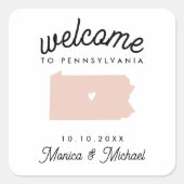 ペンシルバニア行き先ウェディング任意の色 スクエアシール (正面)