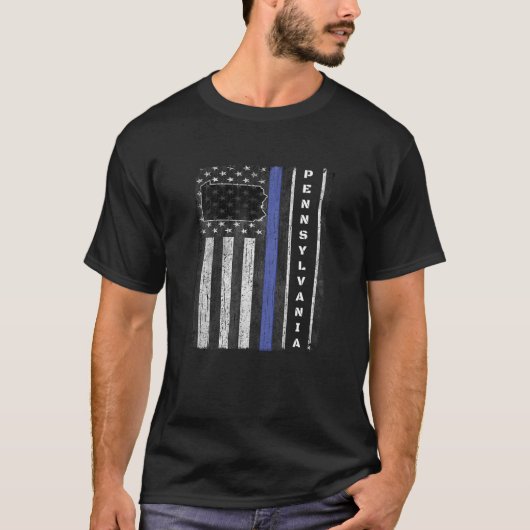 ペンシルバニア警察週間シンブルーラインLEO USA Fl Tシャツ (正面)
