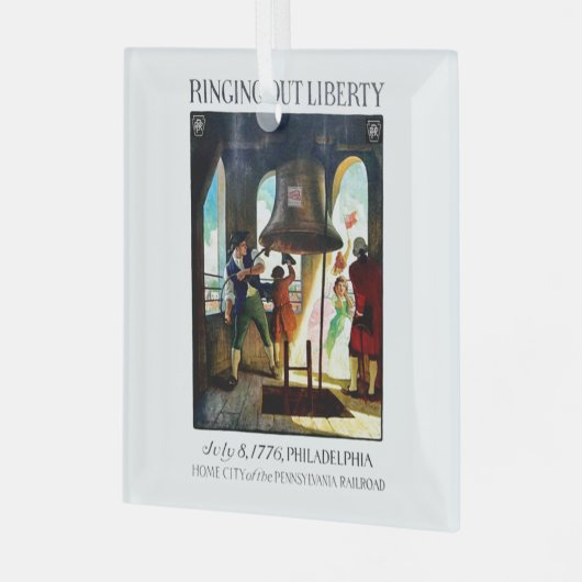 ペンシルバニア鉄道のフィラデルフィア自由 ガラスオーナメント (正面左)