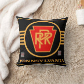 ペンシルバニア鉄道ブラック&金ゴールドロゴ  クッション (ブランケット)