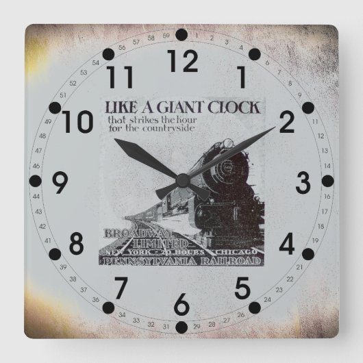 ペンシルバニア鉄道ブロードウェイ有限会社1929 スクエア壁時計 (正面)