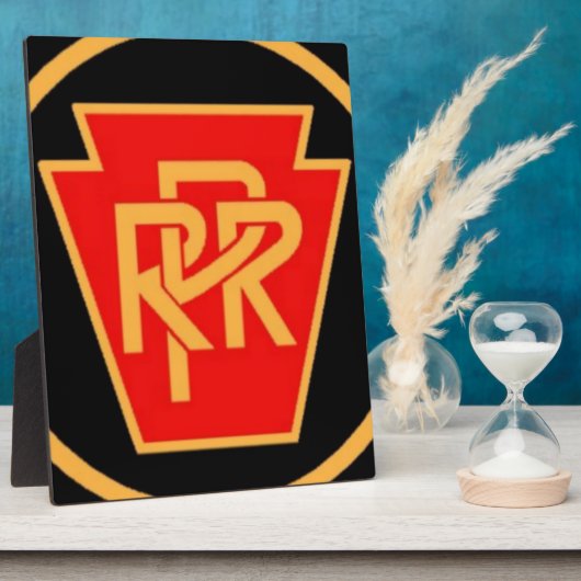 ペンシルバニア鉄道ロゴ、ブラック&金ゴールド フォトプラーク (側面)