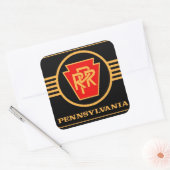 ペンシルバニア鉄道黒線と金ゴールド大 スクエアシール (封筒)