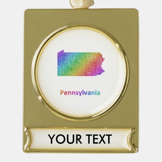 ペンシルバニア ゴールドプレートバナーオーナメント (正面)