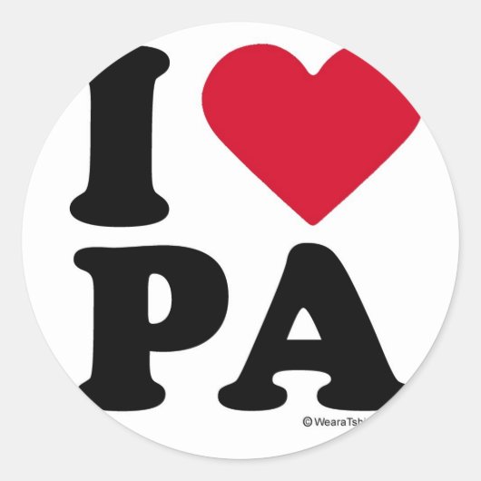 ペンシルバニア – "I LOVE PA" "I LOVE PENNSYLVANIA" ラウンドシール (正面)
