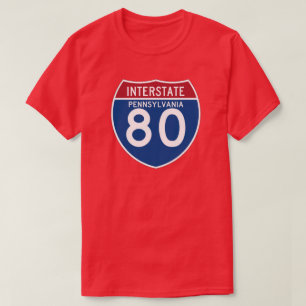 ペンシルバニアPA I-80の州間幹線道路の盾- Tシャツ