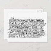 ペンシルバニアUSAスラング語アートマップポストカード ポストカード (正面/裏面)