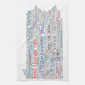 ペンシルバニアUSAスラング語アートマップ キッチンタオル (縦)