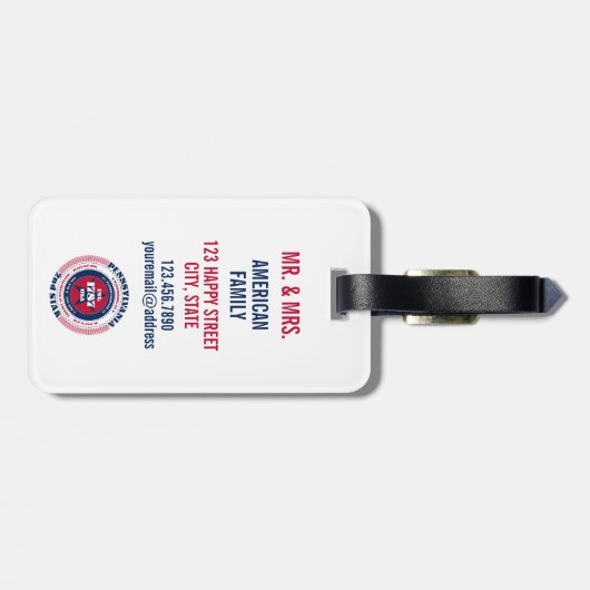 ペンシルバパーソナライズされたニア州ギフト荷物タグ ラゲッジタグ (裏面横)