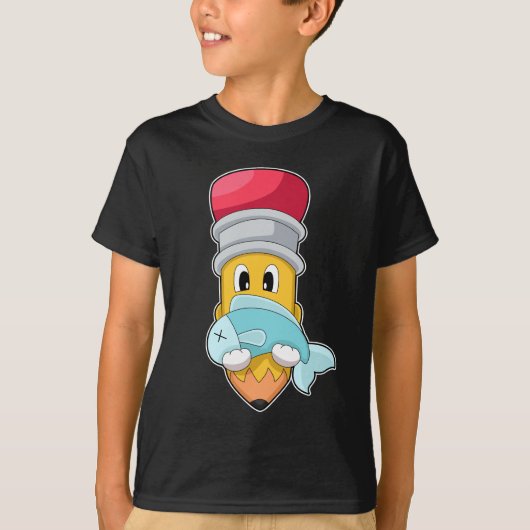 ペンシルフィッシャーフィッシュ魚釣り Tシャツ (正面)