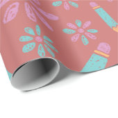 ペンシルフラワースクールシームレスラッピング紙アート ラッピングペーパー (ロールコーナー)