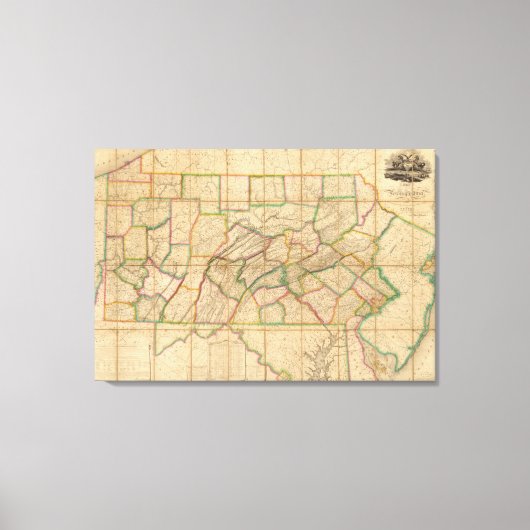 ペンシルベニアの地図 キャンバスプリント (正面)