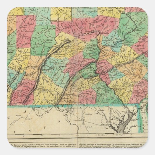 ペンシルベニアの地図 スクエアシール (正面)
