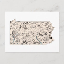 ペンシルベニアヴィンテージ写真マップアンティーク図 ポストカード