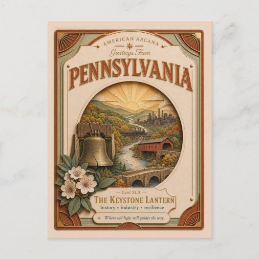 ペンシルベニア州のビンテージ紙切り絵 アメリカーナル・アーケーナ ポストカード (正面)