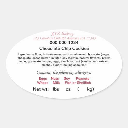 ペンシルベニア州の個人宅食品に関する法律 限られた食品の製造 楕円形シール (正面)