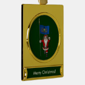 ペンシルベニア州の紋章を身に着けたサンタクロース ゴールドプレートバナーオーナメント (右)