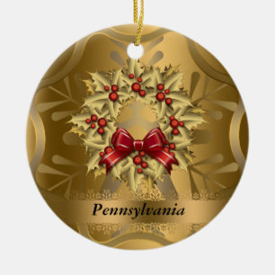ペンシルベニア州クリスマス装飾品 セラミックオーナメント
