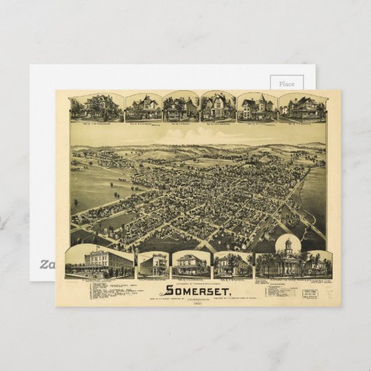ペンシルベニア州サマセットの空中表示(1900) ポストカード (正面/裏面)