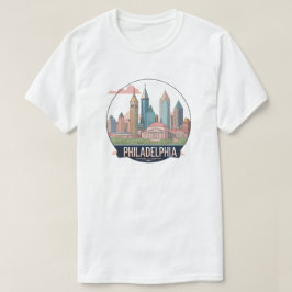 ペンシルベニア州フィラデルフィア市アメリカのスカイライン Tシャツ