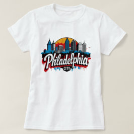 ペンシルベニア州フィラデルフィア市アメリカのレトロなスカイライン Tシャツ