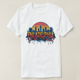 ペンシルベニア州フィラデルフィア市 アメリカのスカイライン Tシャツ
