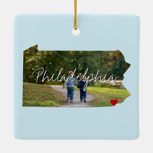 ペンシルベニア州写真の挿入と町名 セラミックオーナメント (裏面)
