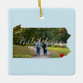 ペンシルベニア州写真の挿入と町名 セラミックオーナメント (正面)