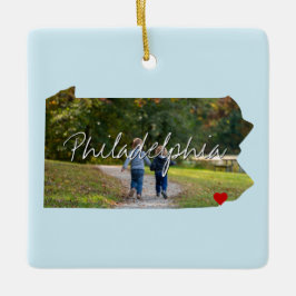 ペンシルベニア州写真の挿入と町名 セラミックオーナメント