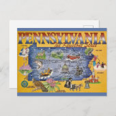 ペンシルベニア州地図ポストカード ポストカード (正面/裏面)
