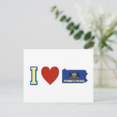 ペンシルベニア州旗とハートが大好き ポストカード (スタンド正面)