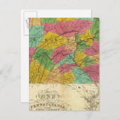 ペンシルベニア州、ニュージャージー州、デラウェアの地図 ポストカード (正面/裏面)