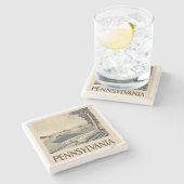 ペンシルベニア州 – ヴィンテージWPAポスター – 農場とフィールド ストーンコースター (横)