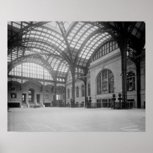 ペンシルベニア駅メインコンコース、1915年。ヴィンテージ写真 ポスター