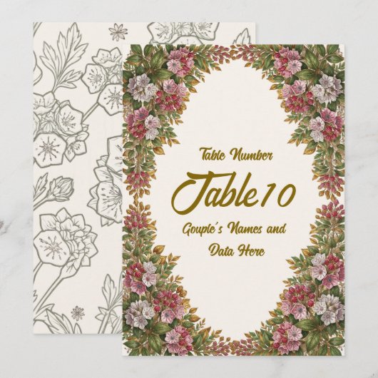 ペンシルベニア・マウンテンローレルの結婚式テーブル番号 (正面/裏面)