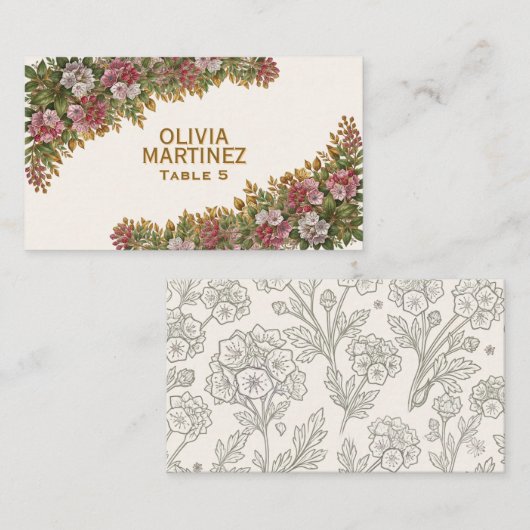 ペンシルベニア・マウンテンローレルの結婚式席札 プレイスカード (正面/裏面)