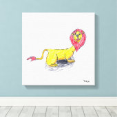 ペンシルライオンスケッチキャンバスウォールアート キャンバスプリント (インサイチュ (ウッドフロア))