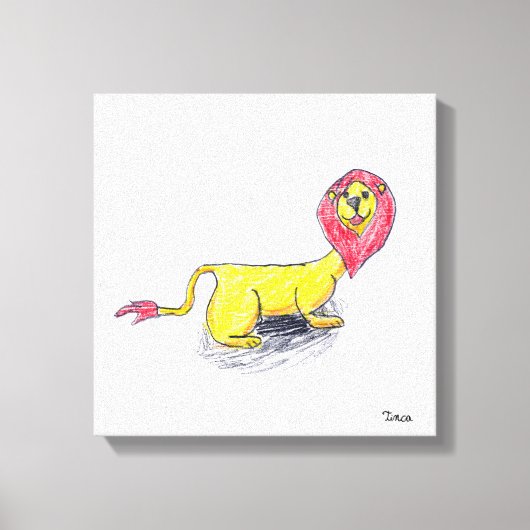 ペンシルライオンスケッチキャンバスウォールアート キャンバスプリント (正面)