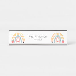 ペンシルレインボー先生 デスクネームプレート