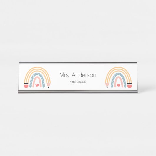 ペンシルレインボー先生 デスクネームプレート (正面)