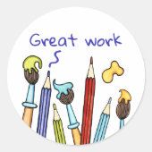 ペンシル&ペイントブラシ先生報酬 ラウンドシール (正面)