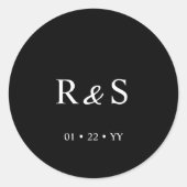 ペンスクリプトミニマリストモノグラムブラック結婚ズ ラウンドシール (正面)