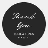 ペンスクリプトミニマル書道ブラック結婚ズ ラウンドシール (正面)