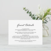 ペンスクリプトミニマル結婚リストホワイトのゲスト詳細 エンクロージャーカード (スタンド正面)