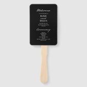 ペンスクリプトモダンミニマリストブラック結婚式 プログラム ハンドファン (正面)