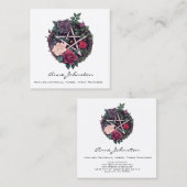 ペンタグラムとバラオカルトスクエアビジネスカード スクエア名刺 (正面/裏面)