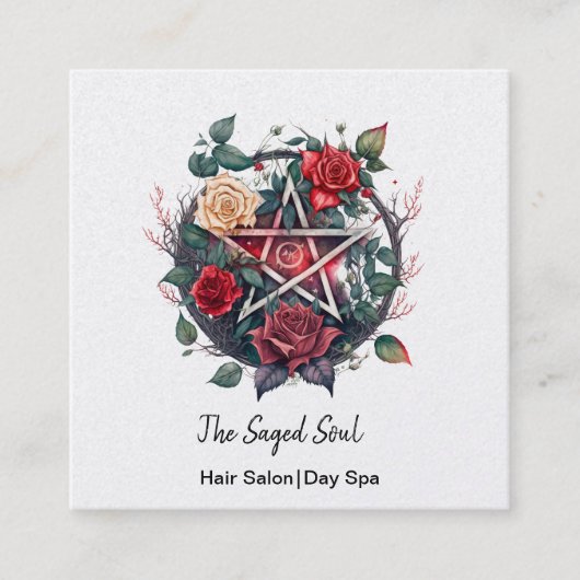 ペンタグラムとバラズスクエアビジネスカード スクエア名刺 (正面)