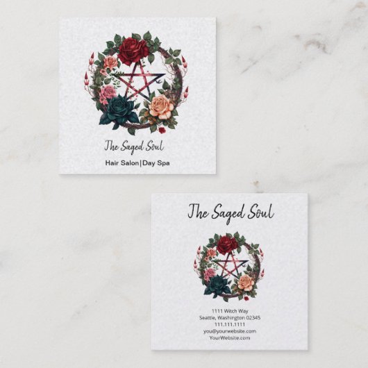 ペンタグラムとバラズスクエアビジネスカード スクエア名刺 (正面/裏面)